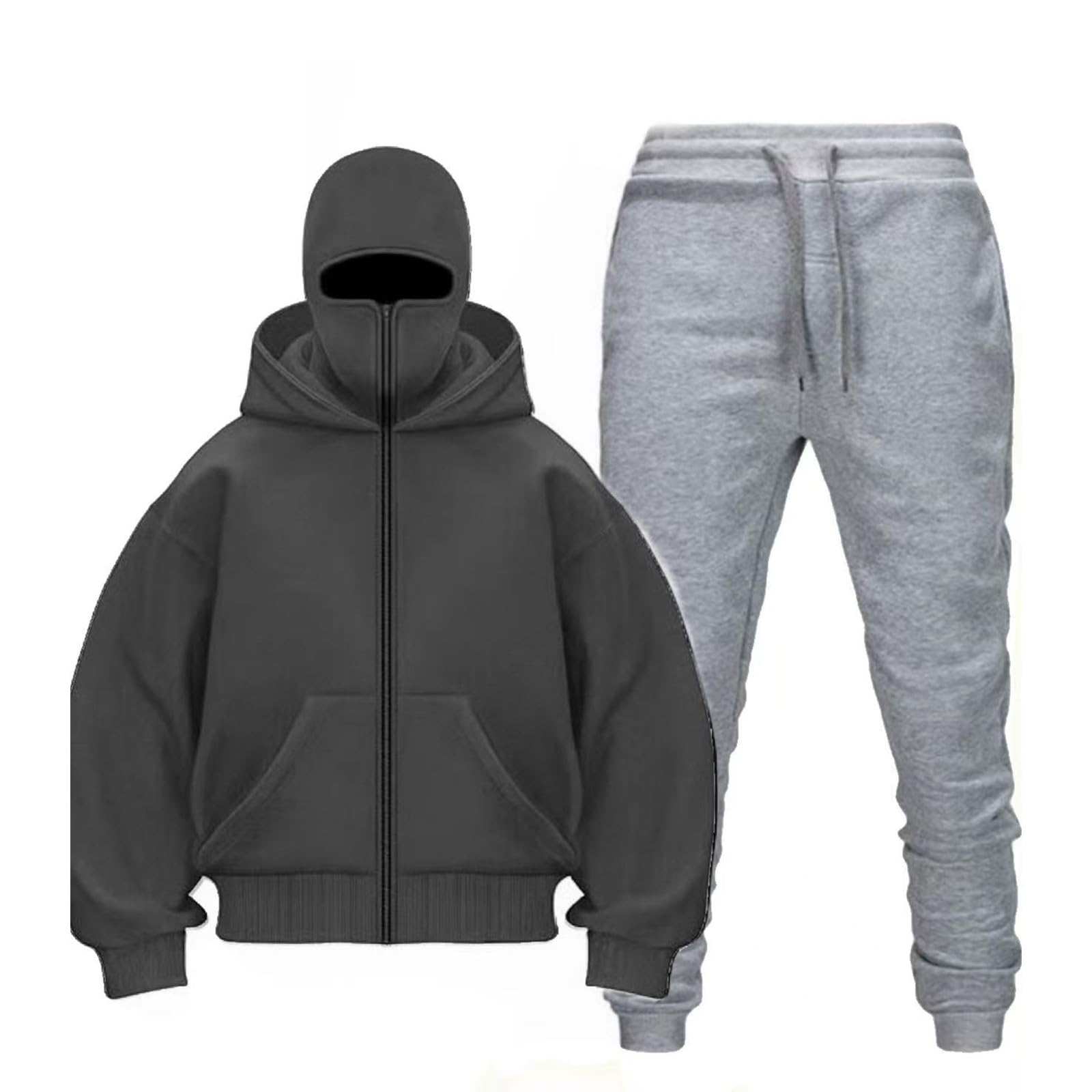 Generisch Tuta sportiva da uomo, in cotone, traspirante, Y2K, per il tempo libero, da calcio, sportiva, per autunno e inverno, tinta unita, da jogging, per attività all'aria aperta