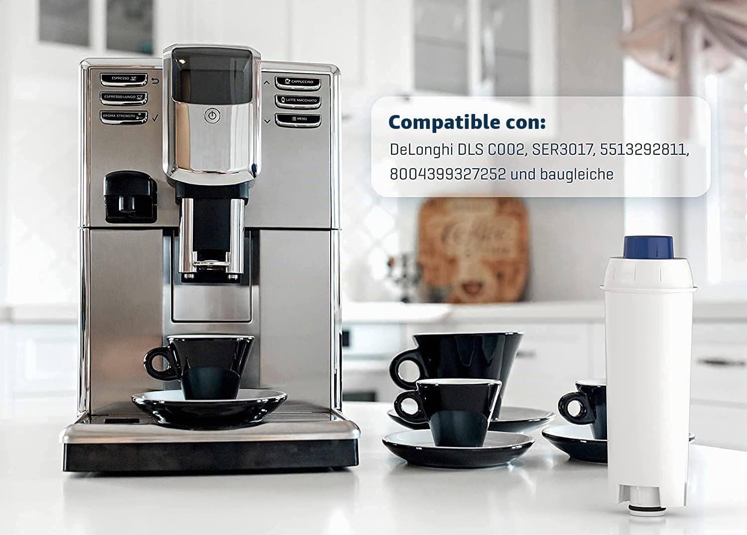 Wessper Cafetera Automática Filtro para DeLonghi DLSC002, DeLonghi Filtro de Agua Cartuchosde Carbón Activado para De'Longhi ECAM ESAM ETAM BCO, Paquete de 6