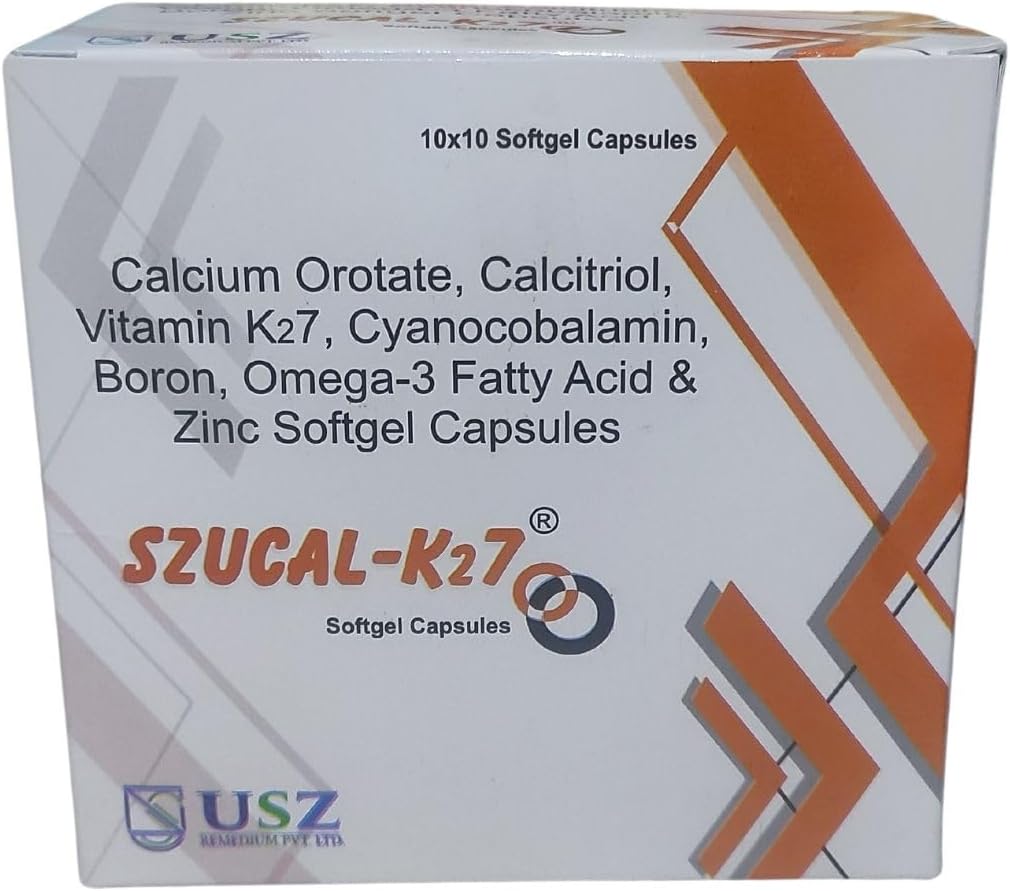 SZUCAL-K27Calcium Orotate Supplements,Vitamin K2 (MK7) Capsules,Softgel Calcium with Omega-3,Bone and Joint Health Supplements,High-Absorption Calcitriol Capsules,Zinc and Boron for Bone Strength,Omega-3 Softgels for Wellness,Cyanocobalamin (Vitamin B12) for Energy,Bone Density Support Formula,Complete Calcium with Minerals, SZUCAL-K27, Advanced Bone Health Formula,Supports Joint and Bone Strength,Enhanced Absorption with Softgel Capsules,Complete Calcium and Vitamin K2 Supplement, Essential Nutrients for Strong Bones,Daily Bone and Joint Support,Premium Omega-3 and Zinc Enrichment, Calcium Orotate for Maximum Absorption, Synergistic Blend for Optimal Bone Health, Vitamins and Minerals for Active Lifestyle,