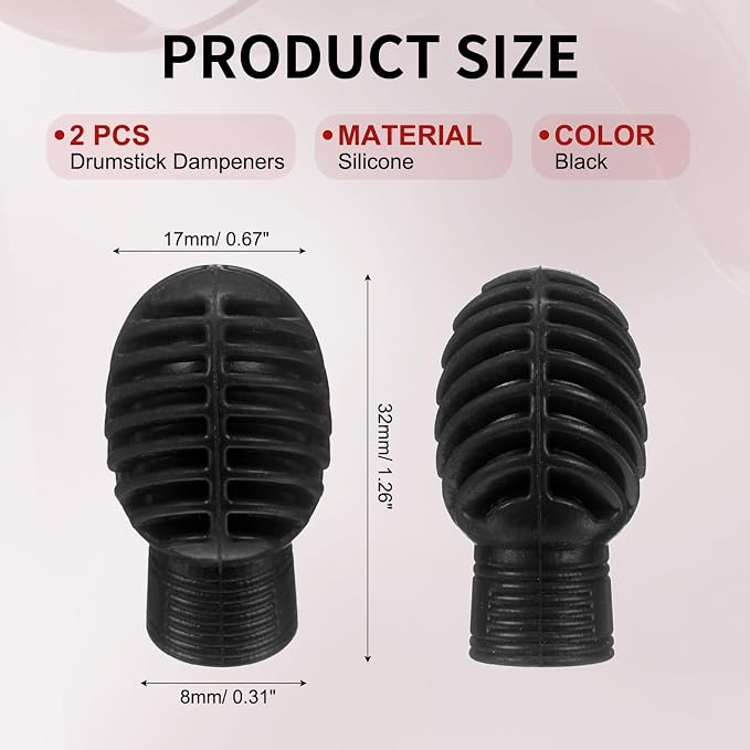 2 Piezas Silicona Amortiguadores para Baquetas Negro miniatura 2