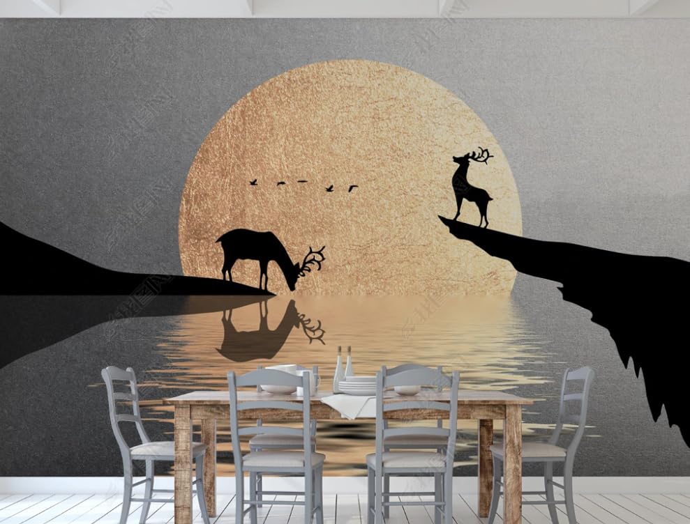 Papier peint intissé paysage pour masquer les défauts du mur de salon