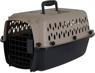 Petmate Vari XS Dog Kennel: Airline-Approved Portable Carrier for Small Dogs & Puppies Up to 10 lbs, Taupe Durable Plastic Crate