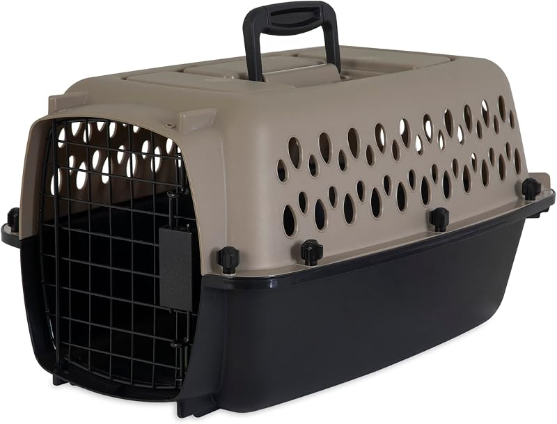 Petmate Vari Dog Kennel, Carrier, XS 19in, Up to 10lbs, Taupe | Airline Friendly and Made of Durable Plastic, This Pet Crate Works Great for Home and Travel
