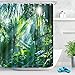 Produktbild LB Duschvorhang 180x200 Antischimmel Duschvorhang Dschungel Pflanzen Duschvorhang Grün Blätter Tropisch Wald Wasserdicht Waschbar Stoff Lang duschvorhang für badewanne mit 12 Haken