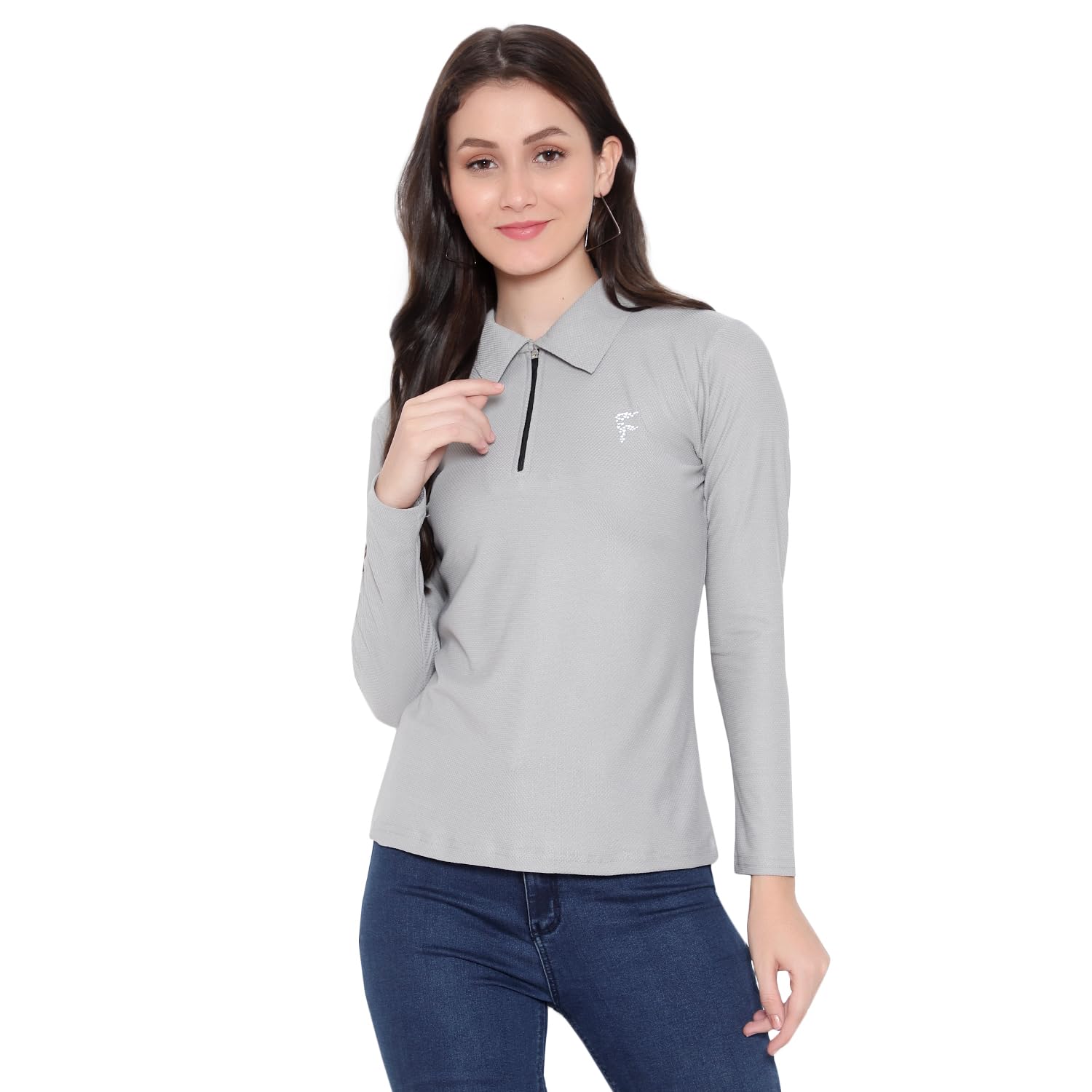 Womens Polo Collar Neck T-Shirt Top (Design: Solid)