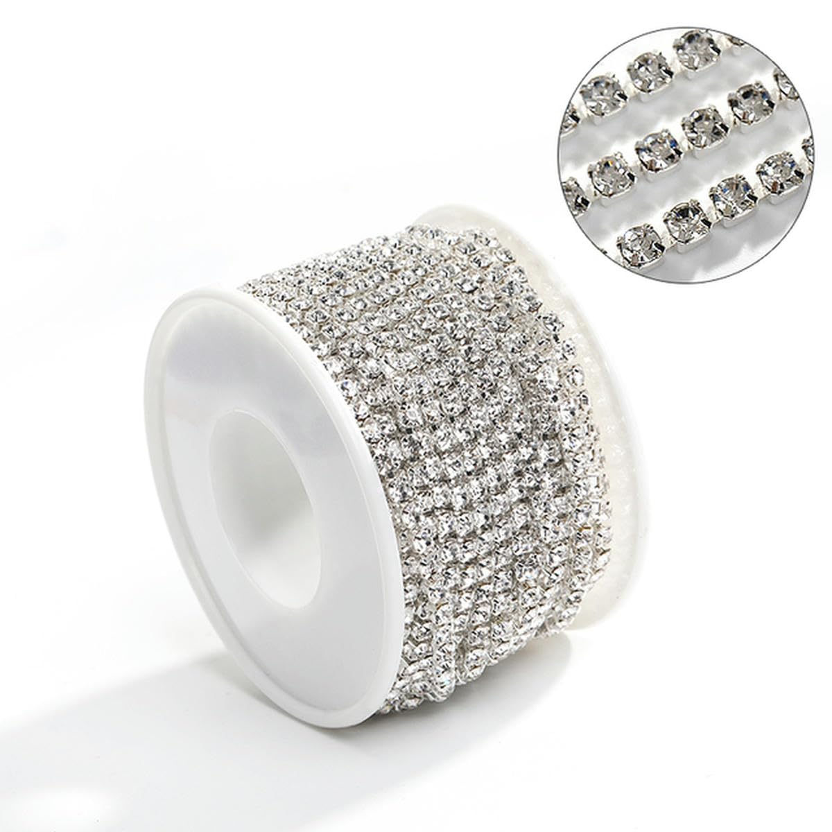 Rotolo Di Catena Di Cristallo Artificiale - 10 Yard, Argento, Per Decorazioni - Foto 3