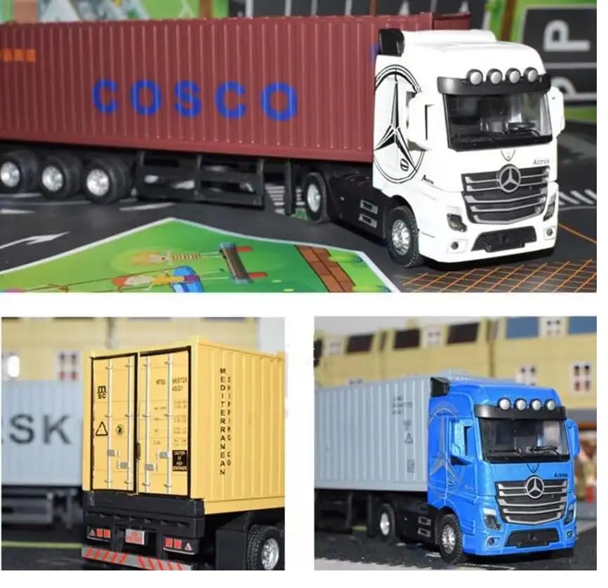 Image of 1 /50 Diecast Truck Toy Car Model Removable Transport Container Lorry Vehicle with Light Pull Back Toy Boys (Black)