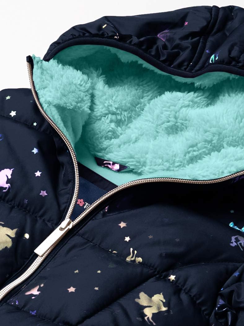 LiMiTeD Too Girls' Foil Puffer Jacket, Navy, 4T