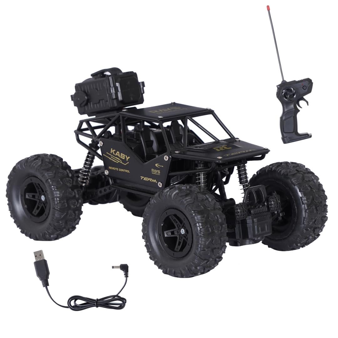 FairyAura Remote Control Rock Crawler RC Car with Smoke Effect | 2WD Monster Truck 1:18 RC Toy Vehicle Car | Gift for Kids (Black) (B0D97S6R59) Amazon Price History, Amazon Price Tracker