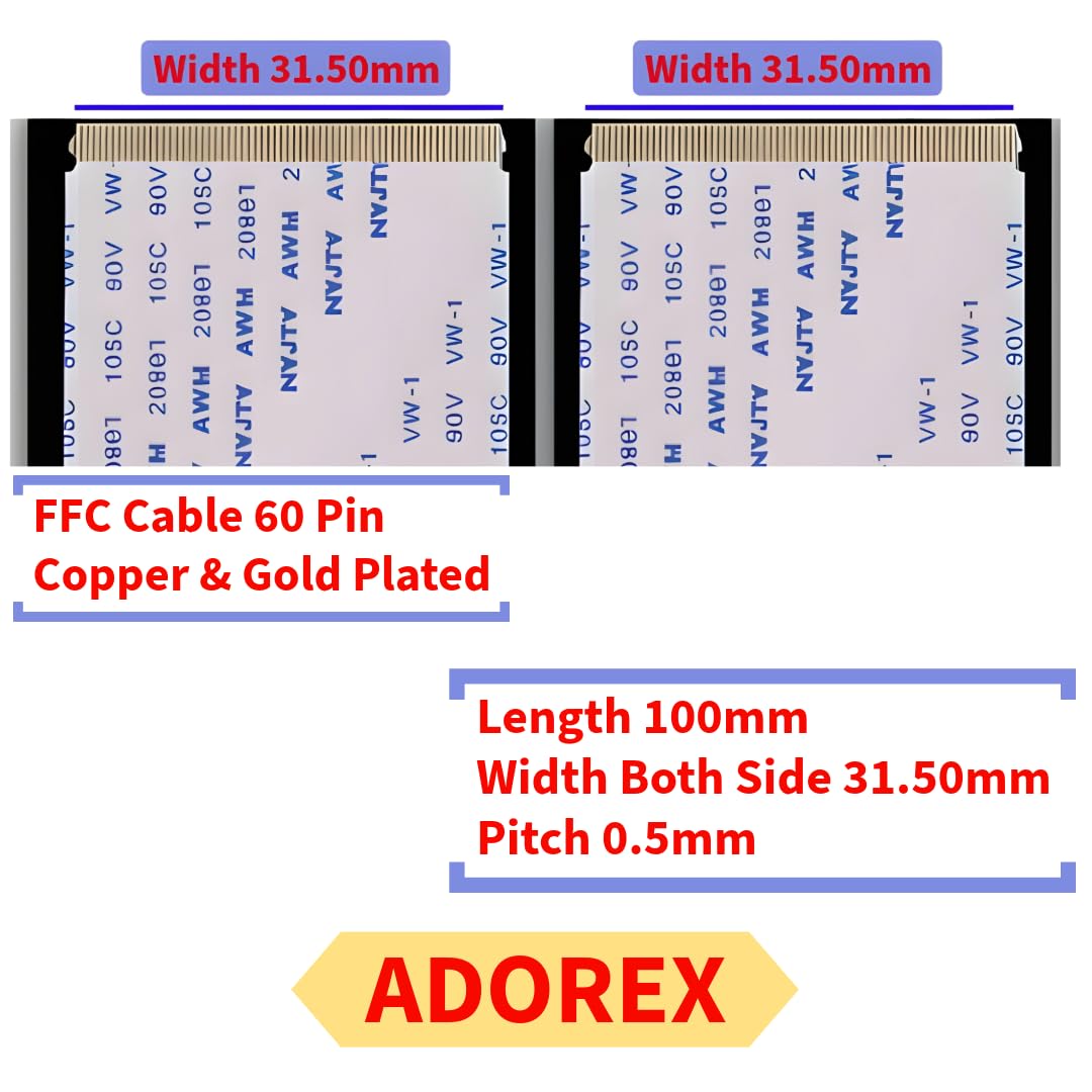 FFC Cable - 60 Strand, 100mm, 2 Pack -3 FFC Cable - 60 Strand, 100mm, 2 Pack -3