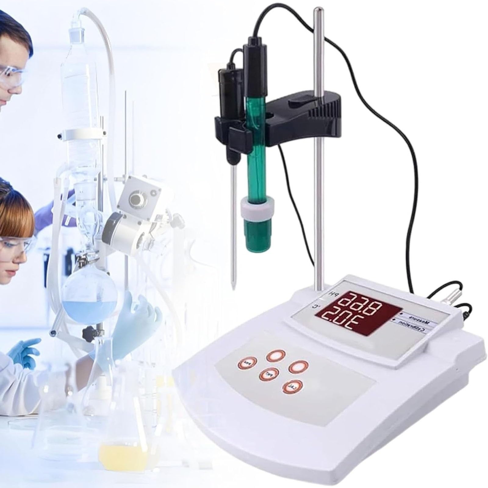 Misuratore di pH da laboratorio da tavolo, misuratore di pH da tavolo con calibrazione automatica dell'acidità, precisione ±0,01 pH, calibrazione automatica, for ambiente, laboratorio, ecologia