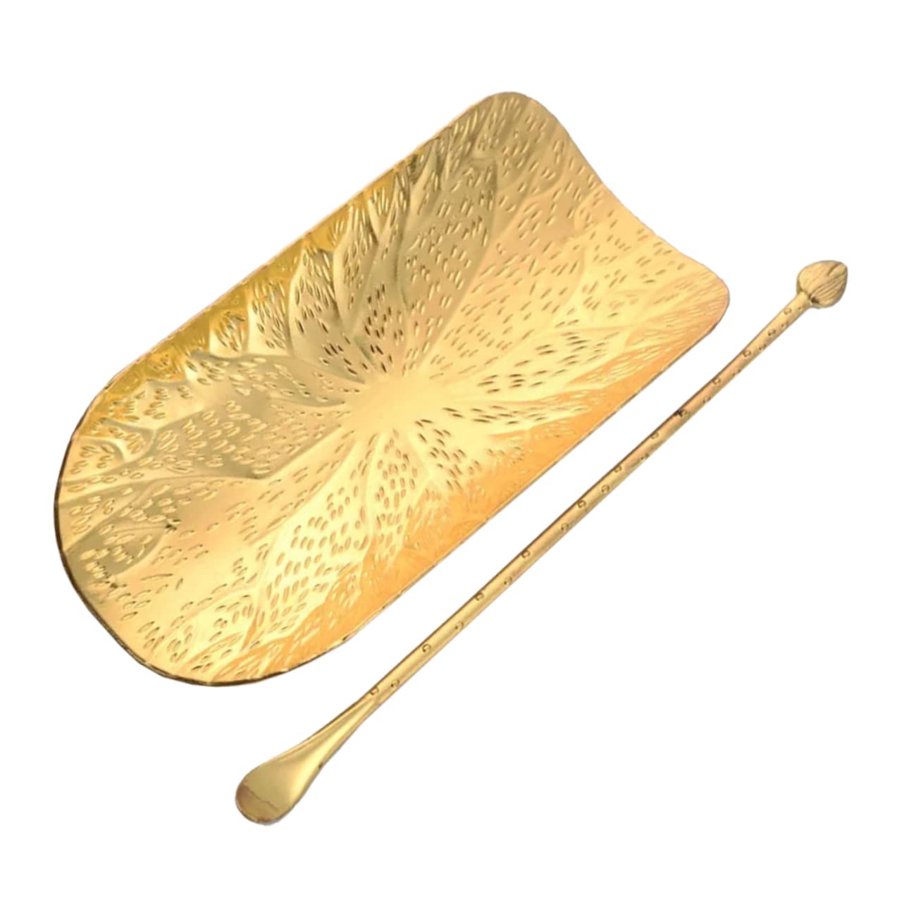 ULTECHNOVO 1 Set Tea Spoon Storage Scoop Accessories Key Tea Organizer Leaf Loose Tea Coffee Bean Container Coffee Bean Spoons Coffee Bean Plate Tea Tray Plate for Coffee Bean Alloy Golden