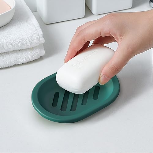 Miniatura 2 de Topsky Jabonera de doble capa para ducha, jabonera de drenaje de doble capa con bandeja de goteo, color verde oscuro