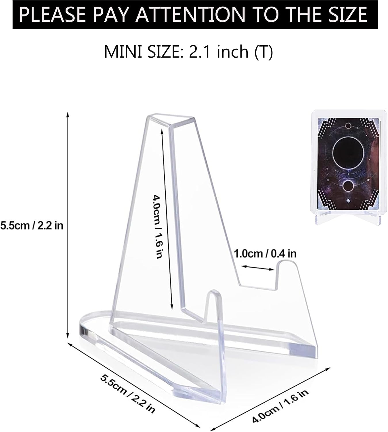 70 packs Card Stands, 2.1 inch Card Display Stand Acrylic Clear Mini Easel Small Picture Holder Stands for Challenge Coin Graded Football Basketball Sports Cards