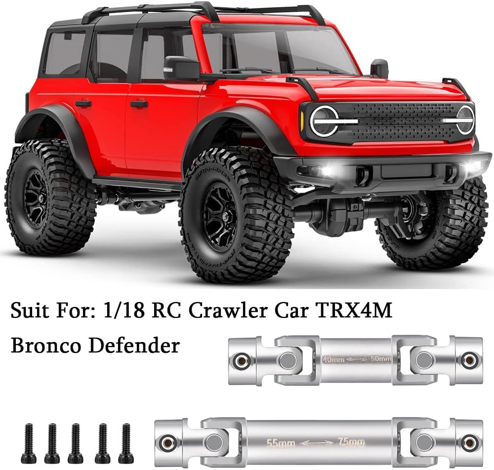 MOHERO TRX4M Driveshaft D Shaped Stainless Steel Front Rear Center Shaft for 1/18th Bronco Defender RC Crawler Car Upgrade Parts