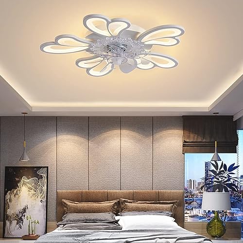Miniatura 2 de NERDOH Ventilador de techo con iluminación LED para dormitorio, control remoto, ventilador silencioso, luz de techo, iluminación interior,