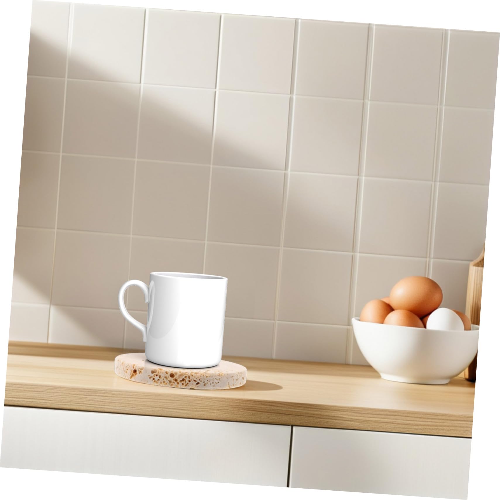 IMIKEYA 4 Piezas Posavasos Redondos de Piedra para Mesa Posavasos Japoneses Antideslizantes para Escritorio Cocina y Decoración del Hogar para Bebidas