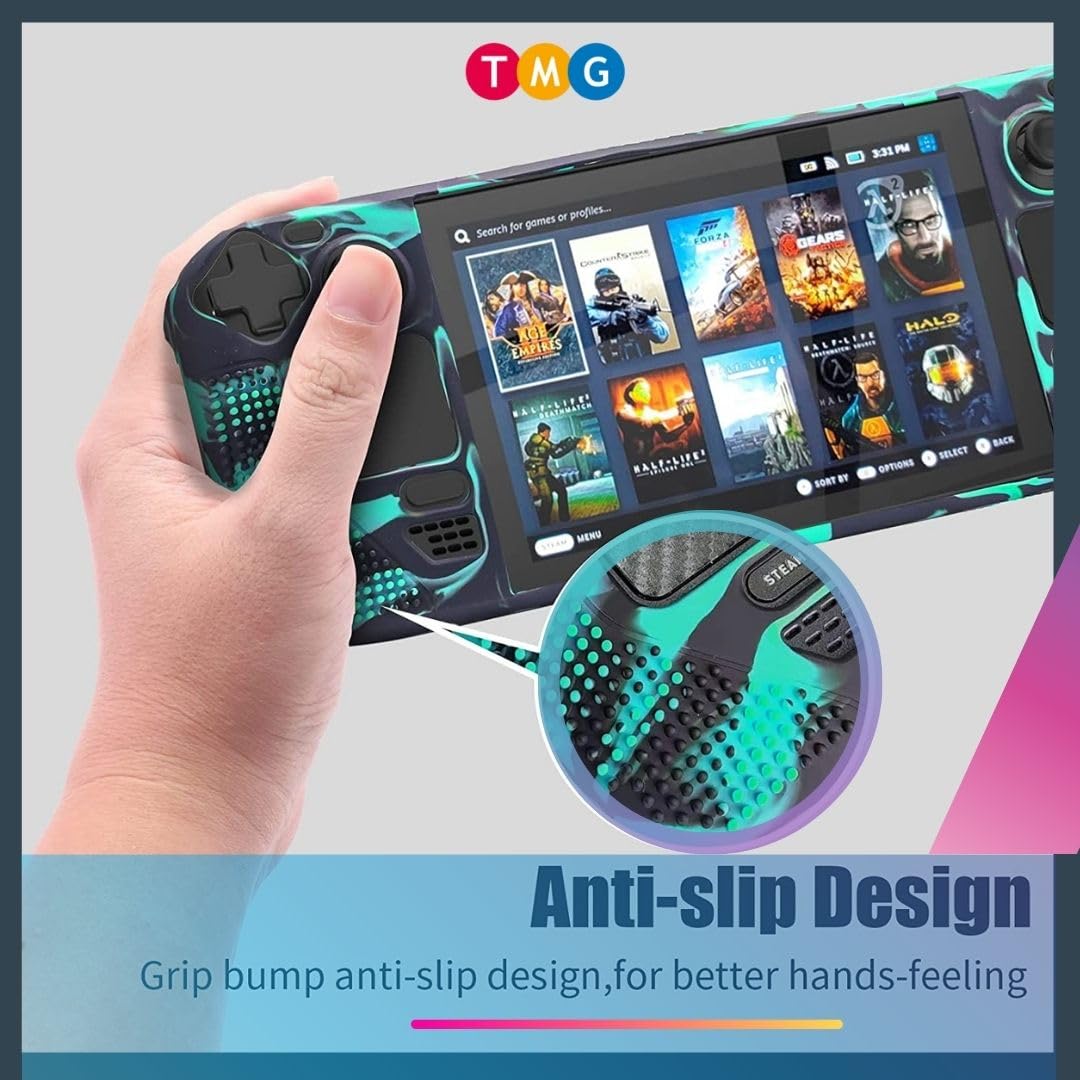 TMG Protective Case for Steam Deck, Full Protection Steam Deck Cover, Non Slip Steam Deck Cover Protector, Shock-Absorption and Anti-Scratch Design - Camouflage Green 1