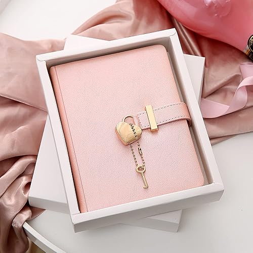 Miniatura 7 de Diario con cerradura en forma de corazón con llave, cubierta de piel sintética, diario organizador personal, cuaderno secreto para niñas y mujeres,