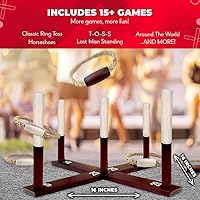 Vista 4 de SWOOC Games - Rustic Ring Toss Game (All Weather) - Easy Setup & Extra Games Included - Ring Toss Game for Adults - Outdoor Acitivities for Adults