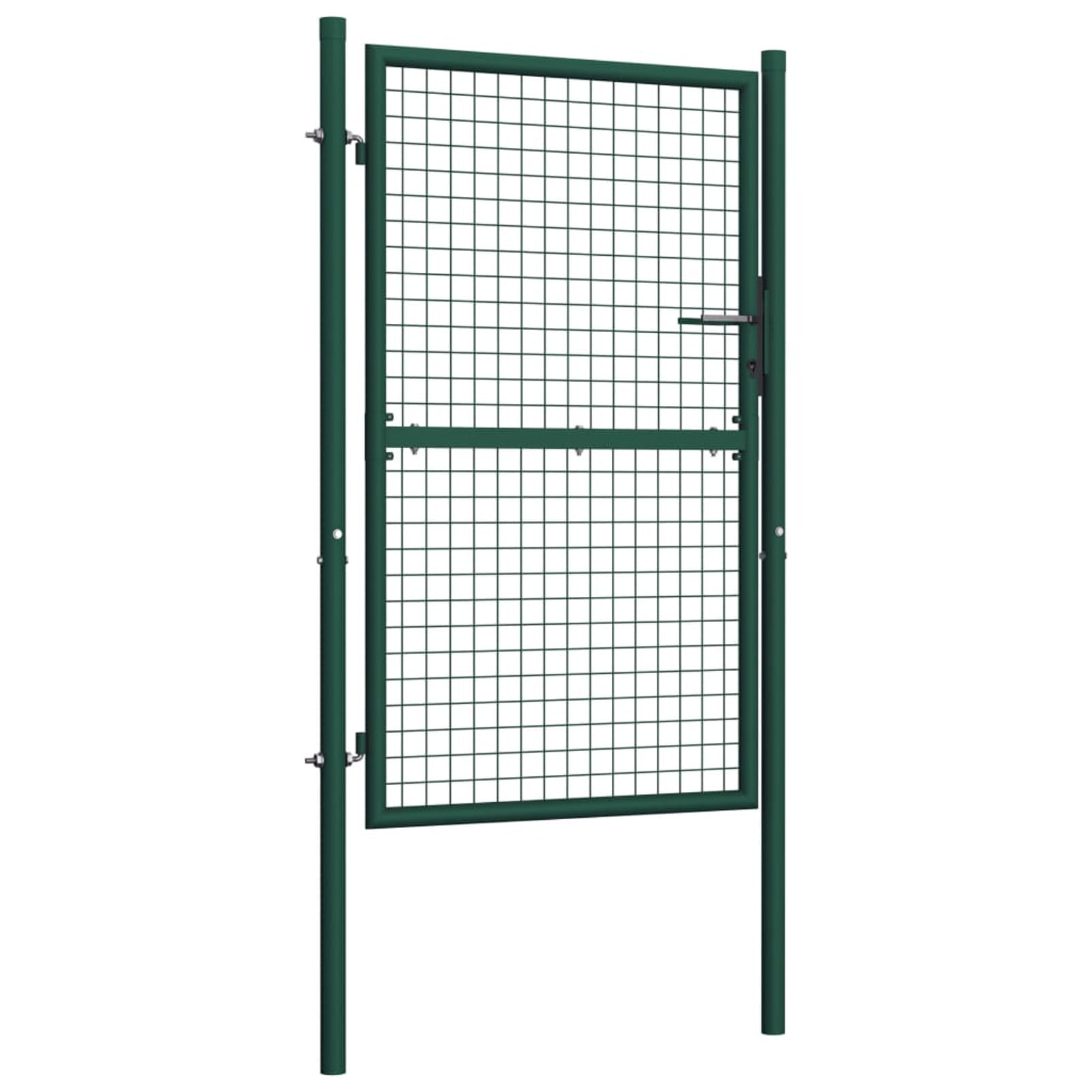 Cancello In Acciaio Per Recinzione 100x150 Cm – Verde, Con Serratura E Pali