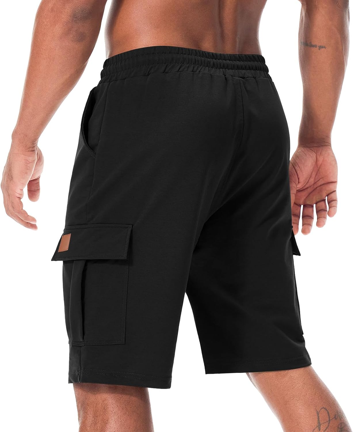 Suwangi Men’s Casual Sweat Cargo Cotton Shorts Drawstring Elastic Waist Short Athletic Workout Gym Jogger Shorts with Pockets - Image 2
