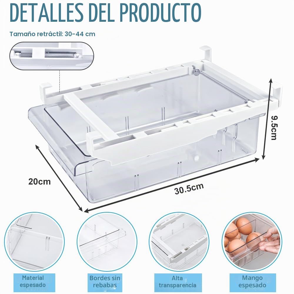 CAREDGO Organizador Cajon Frigorifico Transparente con Cajas Almacenaje Nevera Apilables, Ahorra Espacio