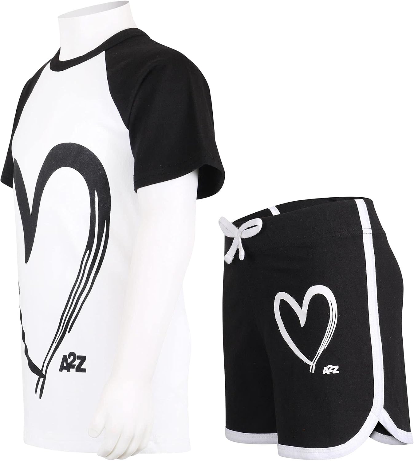 A2Z 4 Kids Girls T Shirt Top Shorts Set Short Sleeve Raglan Style T-Shirt Summer Sports Lightweight 2 Piece Outfits Sets