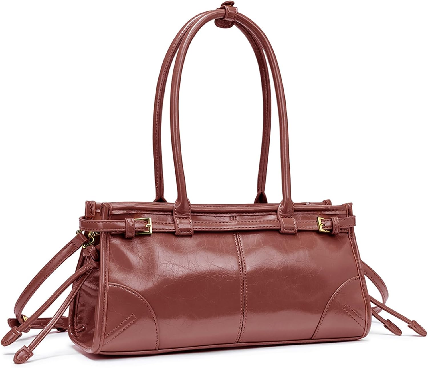 NEWBELLA Women's PU Leather Clutch Purse - Convertible Top Handle Shoulder Bag for Work Evening - Image 4