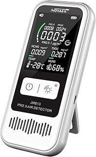 Air Quality Monitor, Indoor 5-in-1 CO2-HCHO Portable Detector, TVOC PM2.5/PM1.0/PM10 Gas Detector, with Temperature & Humidity Meter for Home Office and Various Occasion