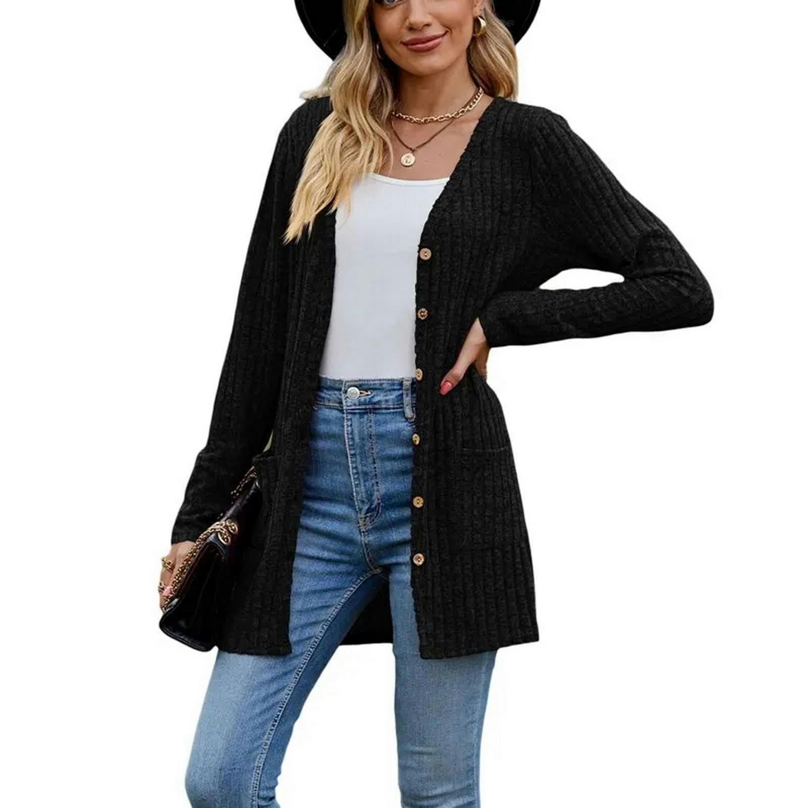 Sweter Moda Moda Kobiety V-neeck Cardigan Jednolity Kolor Riba Z Długim Rękawem Jesienna Wiosna