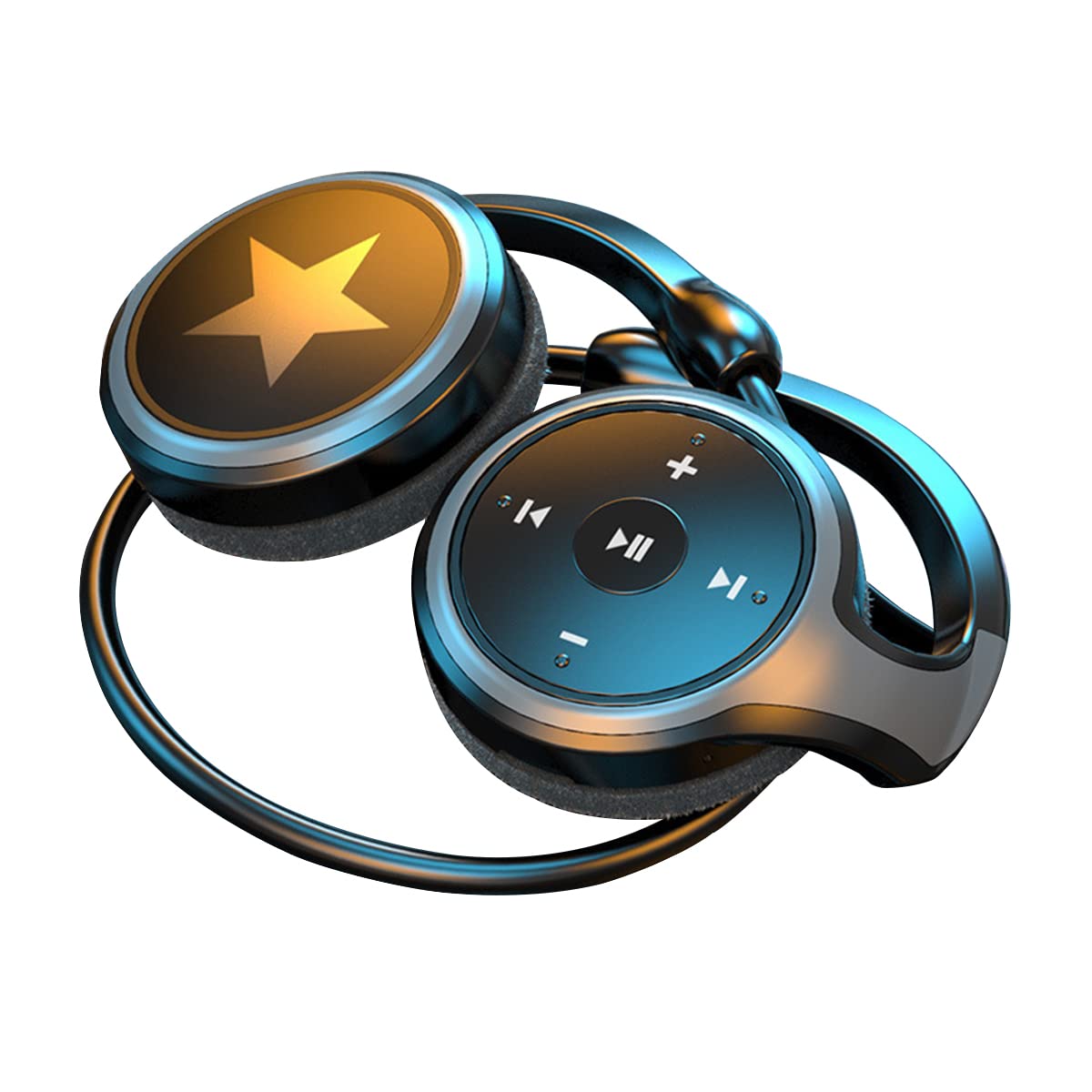 Auriculares Inalámbricos Bluetooth 5.0, Cascos Deportivos con Gancho para Oreja & Reducción de Ruido de Micrófono, Soporta Tarjeta TF y Radio FM, Auriculares Estéreo Plegables MP3 Correr Black