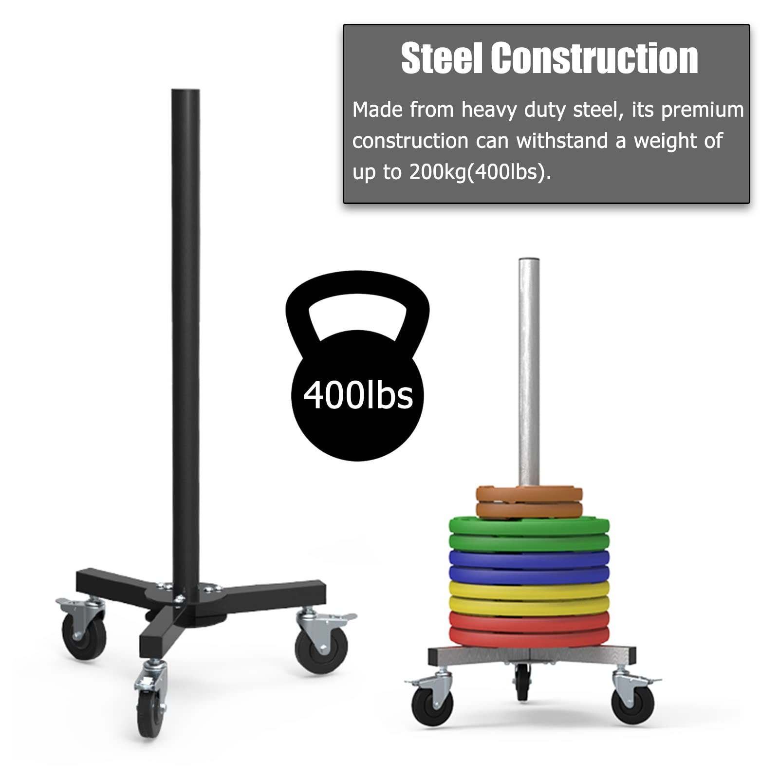 Rastrelliera Pesi, Porta manubri Dischi Nero 50 Mm Peso Portatarga Standard con Ruote, Scaffale Portapiatti Olimpico Verticale da Pavimento, Organizzatore di Palestra Commerciale