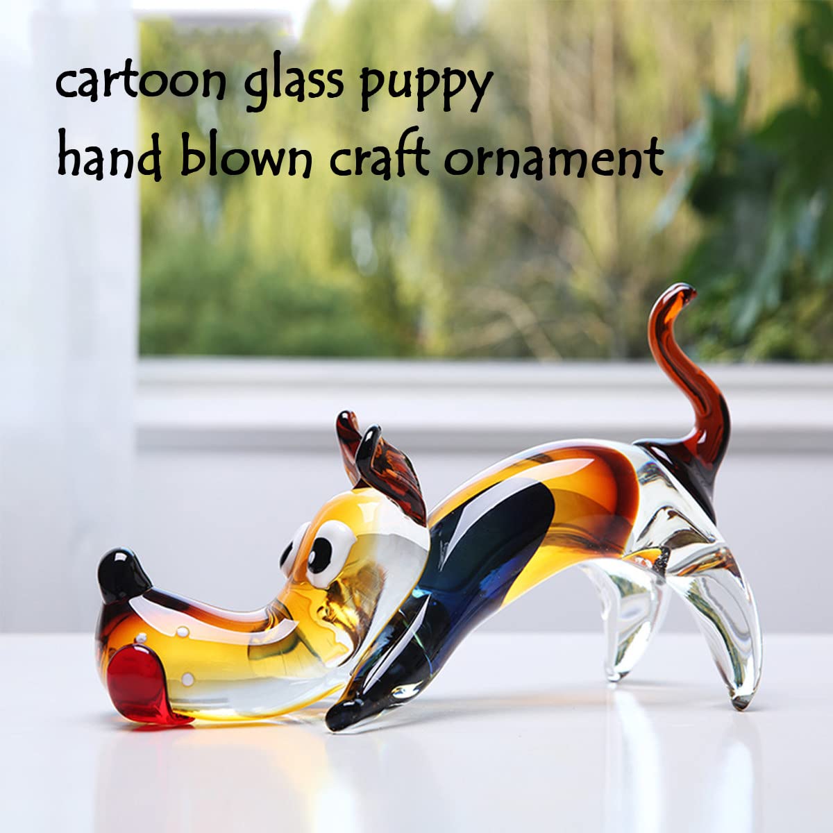 Amazon.co.jp: 手吹きガラスの犬、クリスタルガラスの犬の像