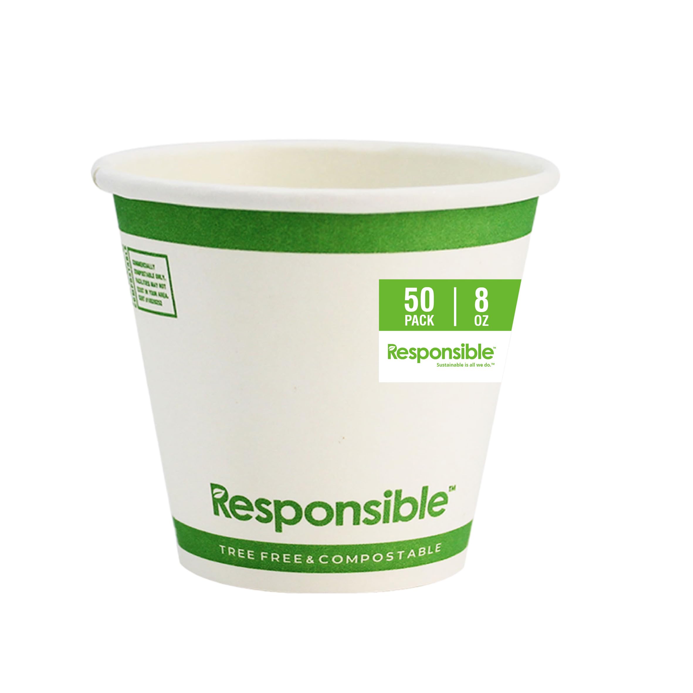 Responsible Products 8 oz (50 Count) / Classic White / Casual Cups