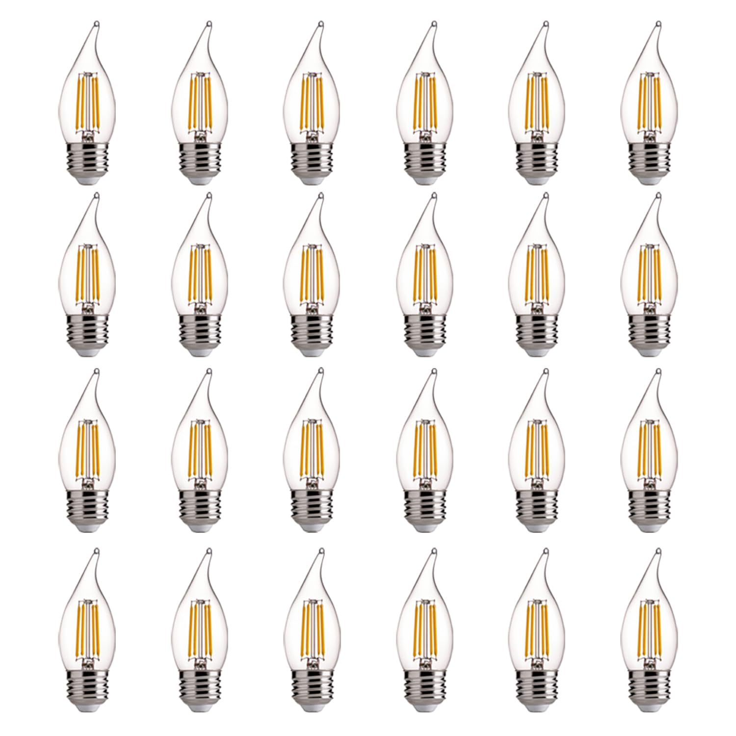 ALAMPEVERDimmable CA11 Candelabra LED Light Bulb 24 Pack, 4.5W (60 Watt Equivlant) E26 Medium Base Chandelier Light Bulb, 2700K Soft White, 450LM, CRI82