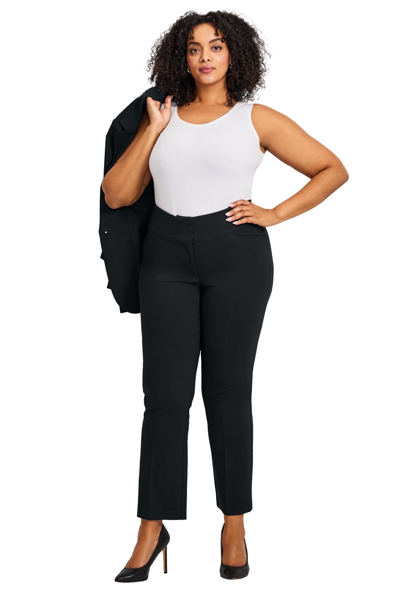 Avenue Womens Plus Size Super Stretch Straight Leg Pant
