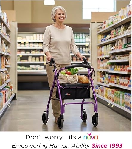 Miniatura 6 de Nova - Productos Médicos Get Go Petite Rolling Walker, caminador rodante pequeño - 13 libras., 4202CPL, Clásico, Púrpura, 1, 1
