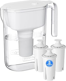 Waterdrop 7-Cup Water Filter Pitcher with 3 Filters - Brita Compatible, NSF 42&372 Certified, Reduces Chlorine & Lead, BPA-Free White