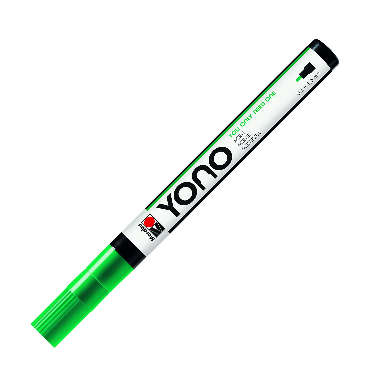 Marabu 12400101067 YONO Marker, Juice, Versatile Acrylic Pen with Fine Japanese Bullet Tip 0.5-1.5 mm, Water-Based, Lightfast and Waterproof, for Almost All Surfaces, Rich Green 067, 0,5-1,5 mm