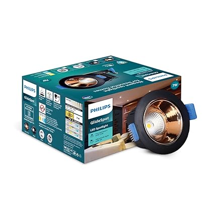 PHILIPS 7 Watt Rose Gold Reflector LED Ceiling COB Round Spot Light with Adjustable Tilt |Cut out: 67mm | Natural White, Pack of 1 (Glide Spot)