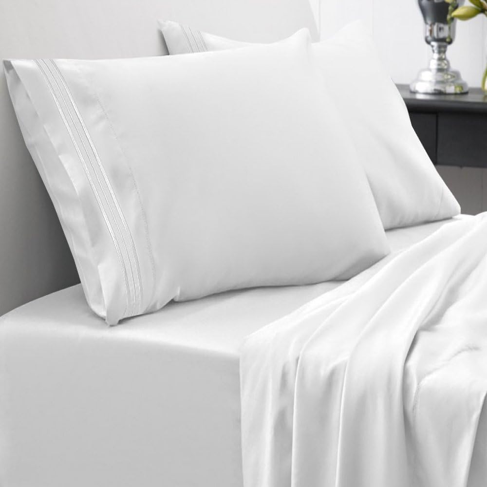 1800 Thread Count Sheet Set – Soft Egyptian Quality Brushed Microfiber Sheets – Luxury Bedding Set with Flat Sheet, Fitted Sheet, 2 Pillow Cases : Home & Kitchen