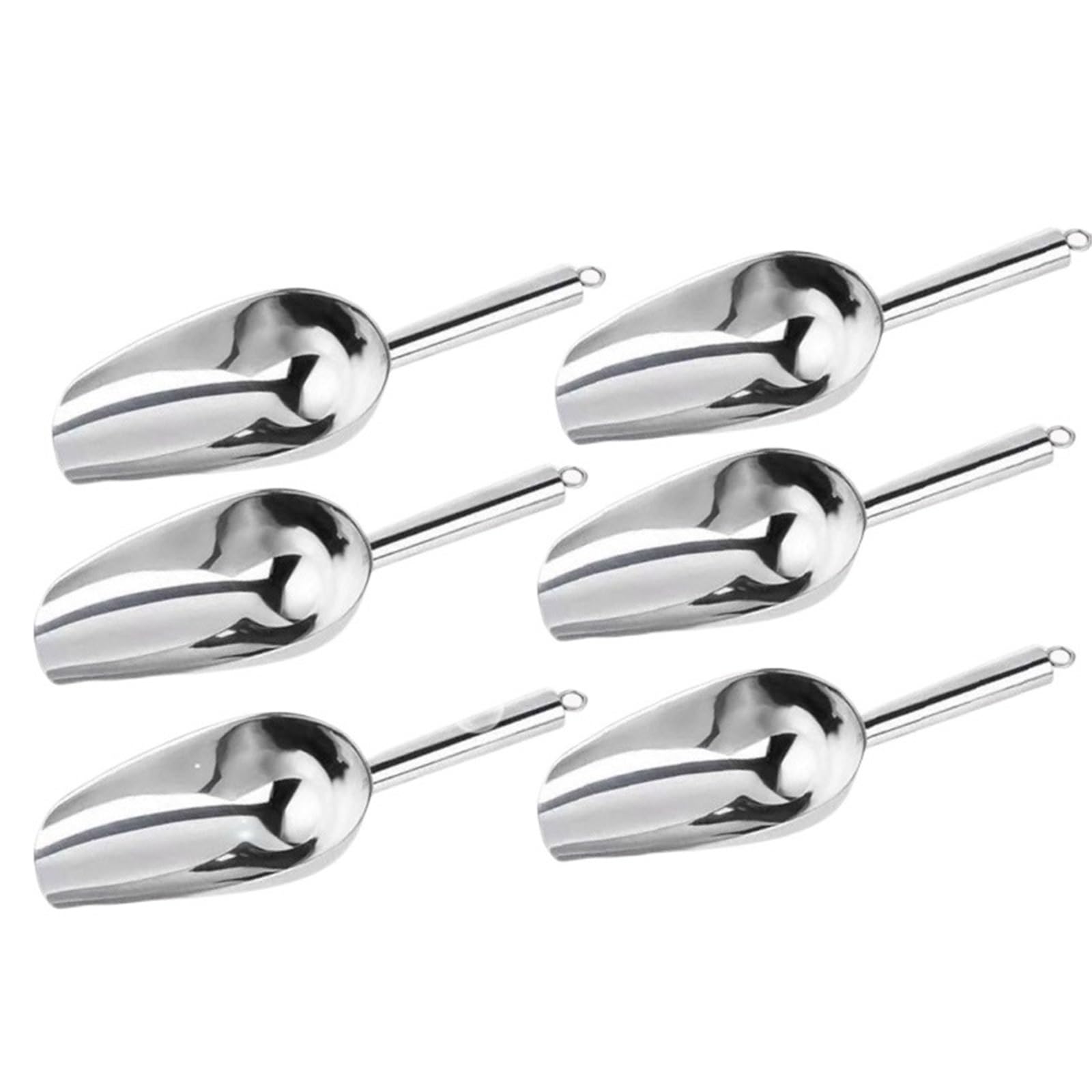 6PCS 8 pollici in acciaio inox pala del ghiaccio raschietto chicchi di caffè cucchiaio pale buffet bar cibo misurini accessori da cucina per Cucina(9Inches)
