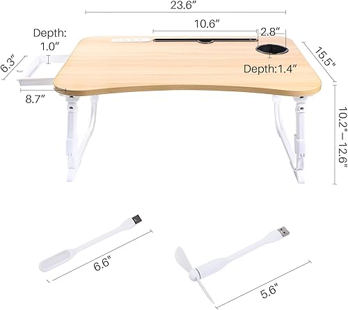Miniatura 4 de Escritorio para computadora portátil para cama, mesa de cama para computadora portátil de altura ajustable, soporte de escritorio plegable con
