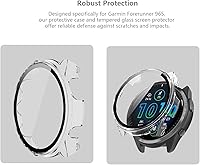 Vista 2 de [Paquete de 5] Funda compatible con Garmin Forerunner 965 con protector de pantalla de vidrio templado, Smartwatch de protección completa