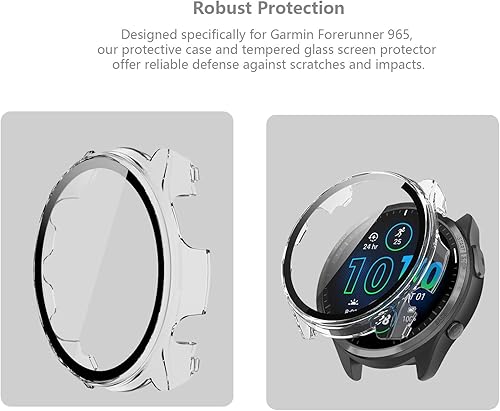 Miniatura 2 de Paquete de 5 Funda compatible con Garmin Forerunner 965 con protector de pantalla de vidrio templado, Smartwatch de protección completa de
