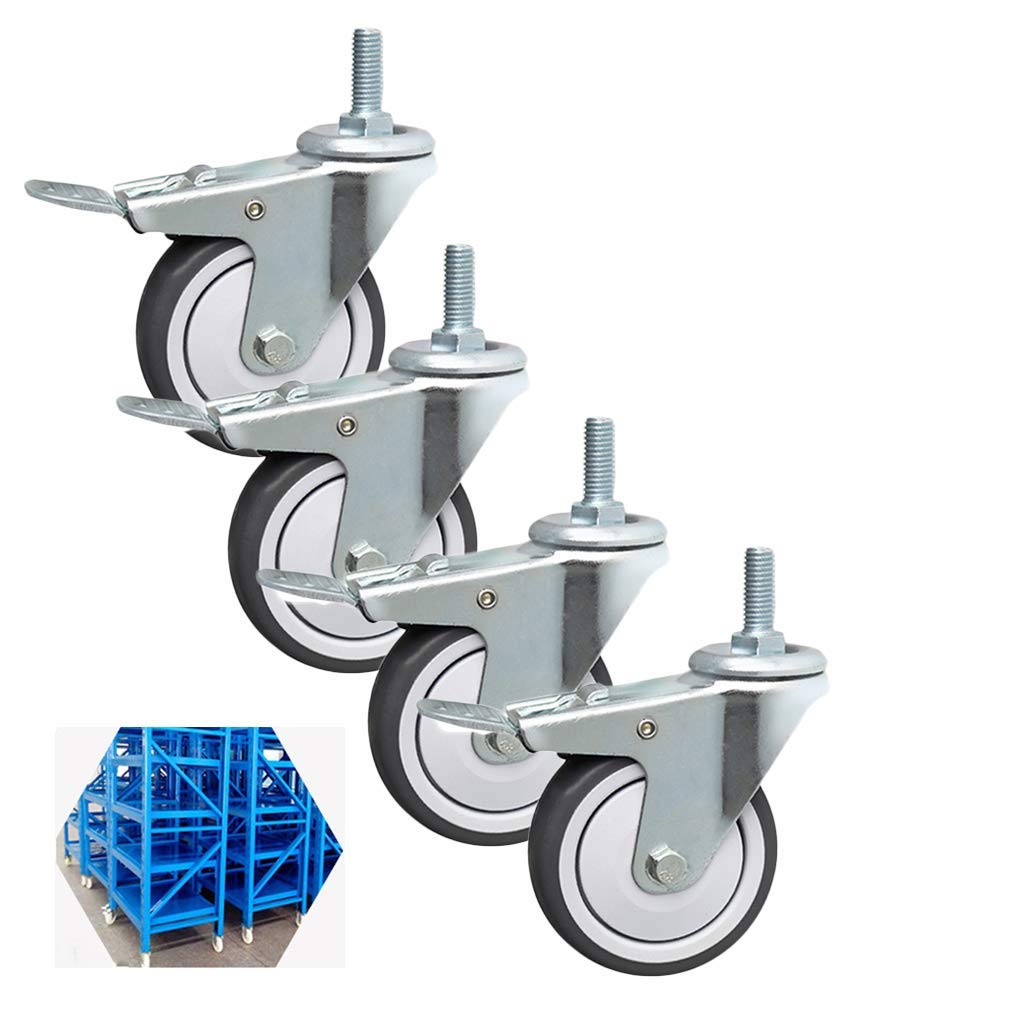 Roulettes silencieuses pour chariot lot de 4 roues pivotantes 7,6 cm caoutchouc robuste