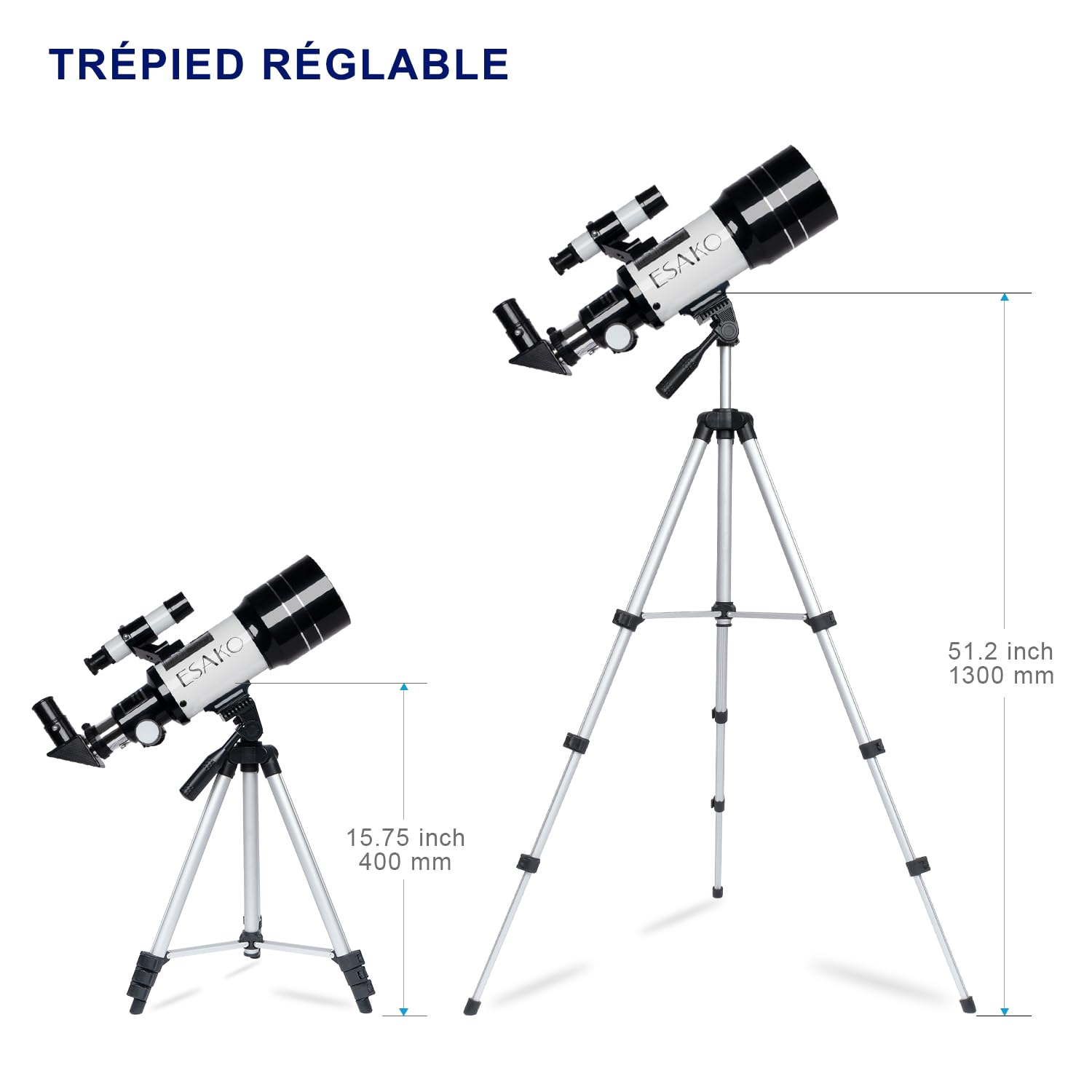 ESAKO Télescope pour Enfants & Débutants, 70 mm Télescopes réfracteurs Astronomiques avec 3 Oculaires, Adaptateur de téléphone, Filtre Lunaire