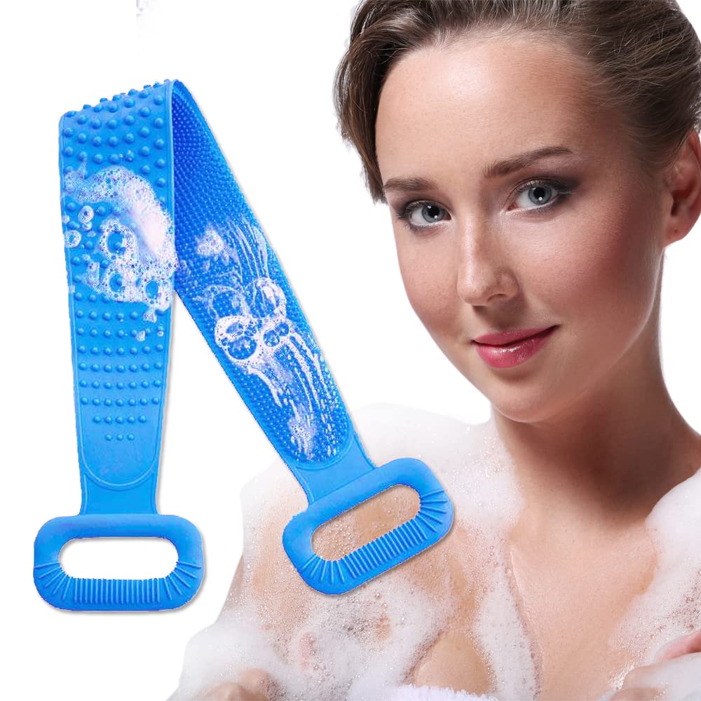 00 Silicone Body Brush Bath Shower Back Scrubber Exfoliating Back Gentle Massage for Men and Women Deep Cleaning Double Face Non-slip Handle