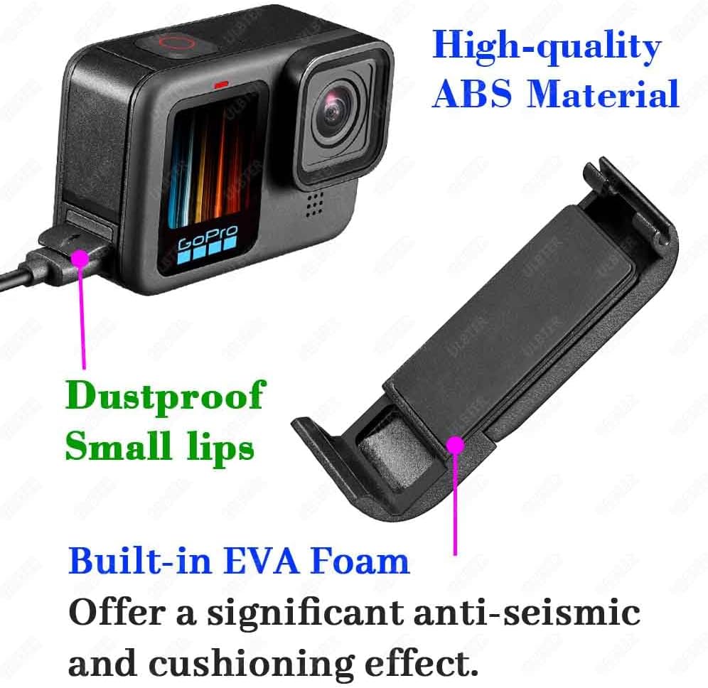 Accessory for GoPro Hero 13 Hero13 Black,ULBTER Lens Screen Protector +Battery Door Dustproof +Rubber Case Sleeve+Lanyard + Lens Cap Cover + Lens Cap Keeper Protective Case